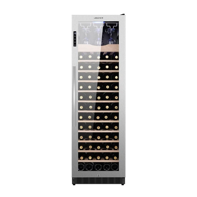 【LEZUN 樂尊】270L大容量家用恒溫不銹鋼紅酒櫃 LZ-270L02  滿層架/掛杯架/全配(冷藏冰箱 葡萄酒櫃 酒櫃 冷藏櫃 冰吧)