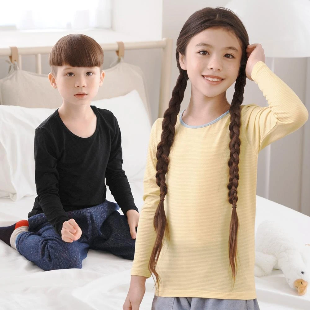 【GIAT 吉亞特】兒童款膠原蛋白蓄熱保暖衣(台灣製MIT-圓領)