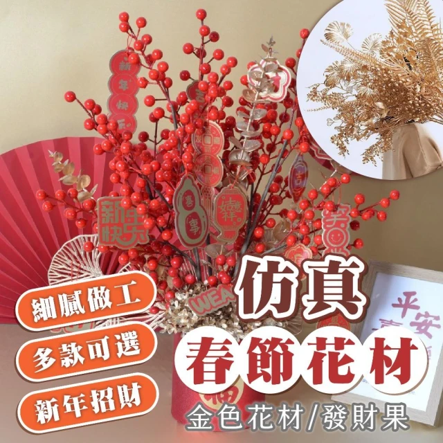 台灣發票快速出貨 40多種黃金花材 發財果 春節 金色花材 春節裝飾 過年裝飾 新年裝飾 冬青果 福桶 過年