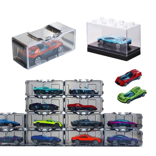 【JOEKI】1:64 模型車展示盒-積木款小汽車展示盒 展示盒 收納盒 模型車收納盒 風火輪小汽車 公仔模型展示盒