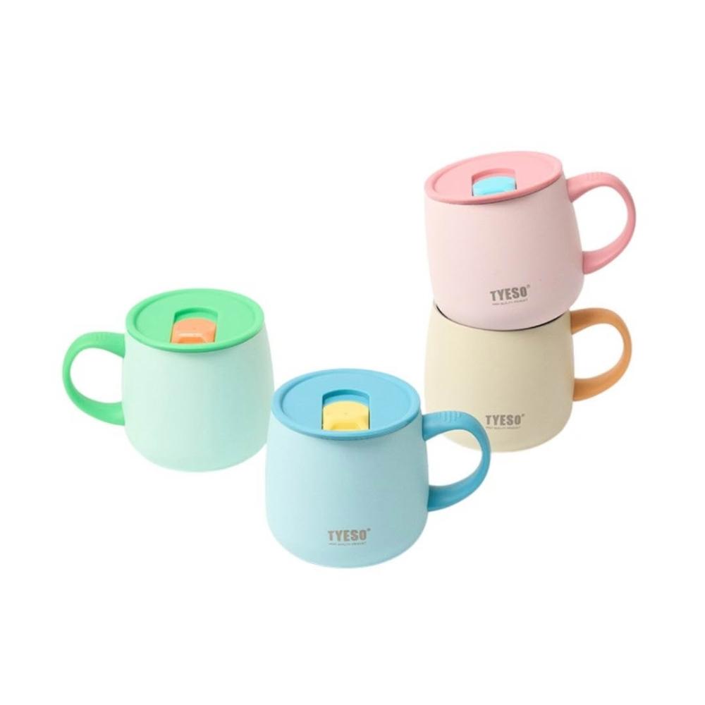 【TYESO】泰碩 馬克杯 咖啡杯 304不鏽鋼+陶瓷塗層 355ml 推蓋直飲