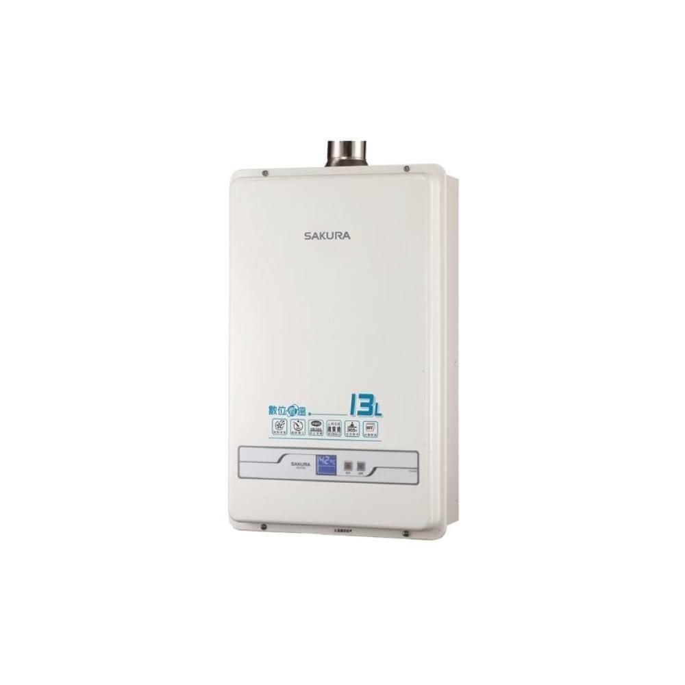 【SAKURA 櫻花】SH1335 13L 數位恆溫熱水器 (含標準安裝) SH-1335|屋內型|強制排氣|特殊抗風機型|