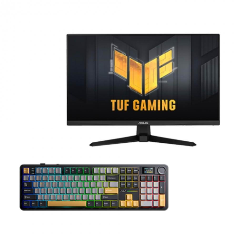 【ASUS 華碩】【破盤價】【27型】華碩 TUF VG27AQ5A 電競螢幕+狼蛛 AULA F108pro(黑+灰+黄)(加碼送滑鼠)