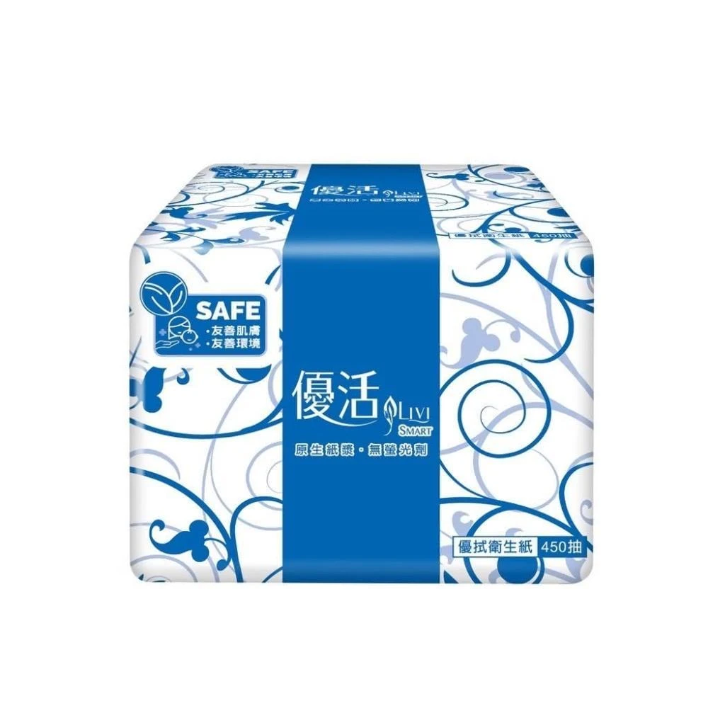 【Livi 優活】優活 單層衛生紙450抽藍 30包/箱*3箱