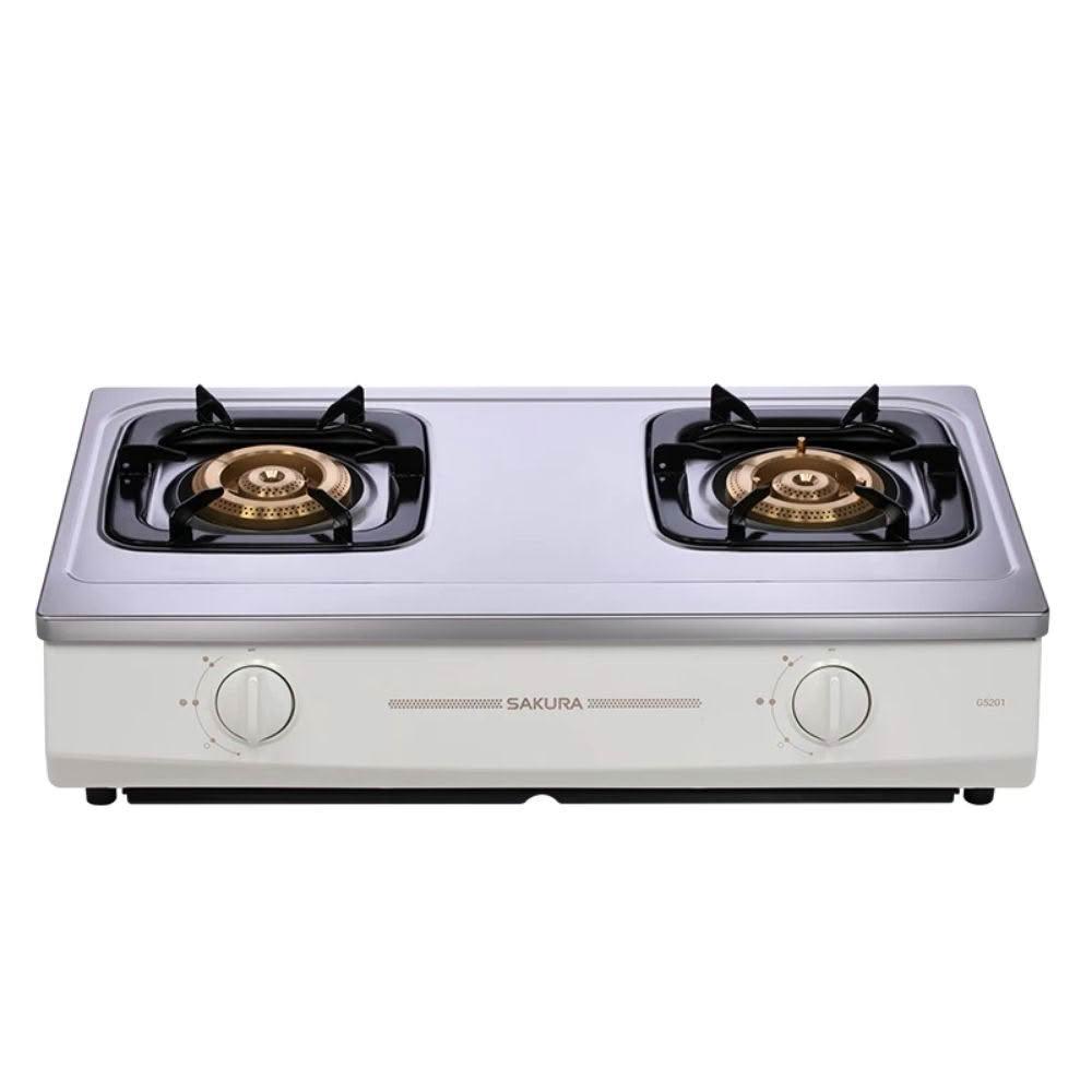 【SAKURA 櫻花】G-5201S 雙口檯爐 ｜含標準安裝｜一級節能｜銅爐頭大火力｜安全裝置｜不鏽鋼面板