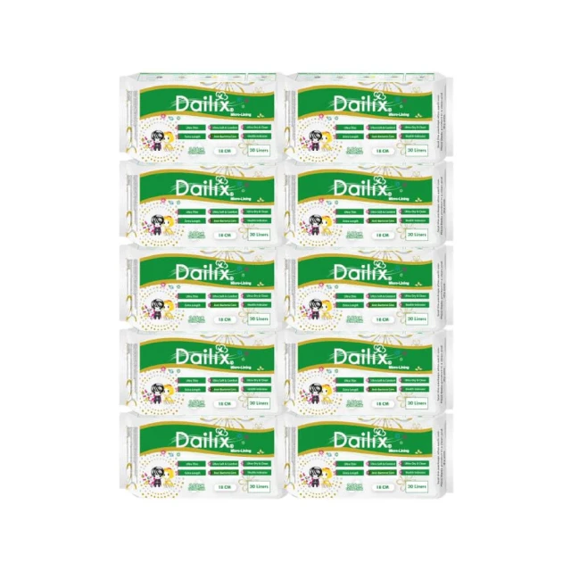 【Dailix】18cm每日健康檢查乾爽透氣抑菌護墊(30片裝 x 10入組送15片)
