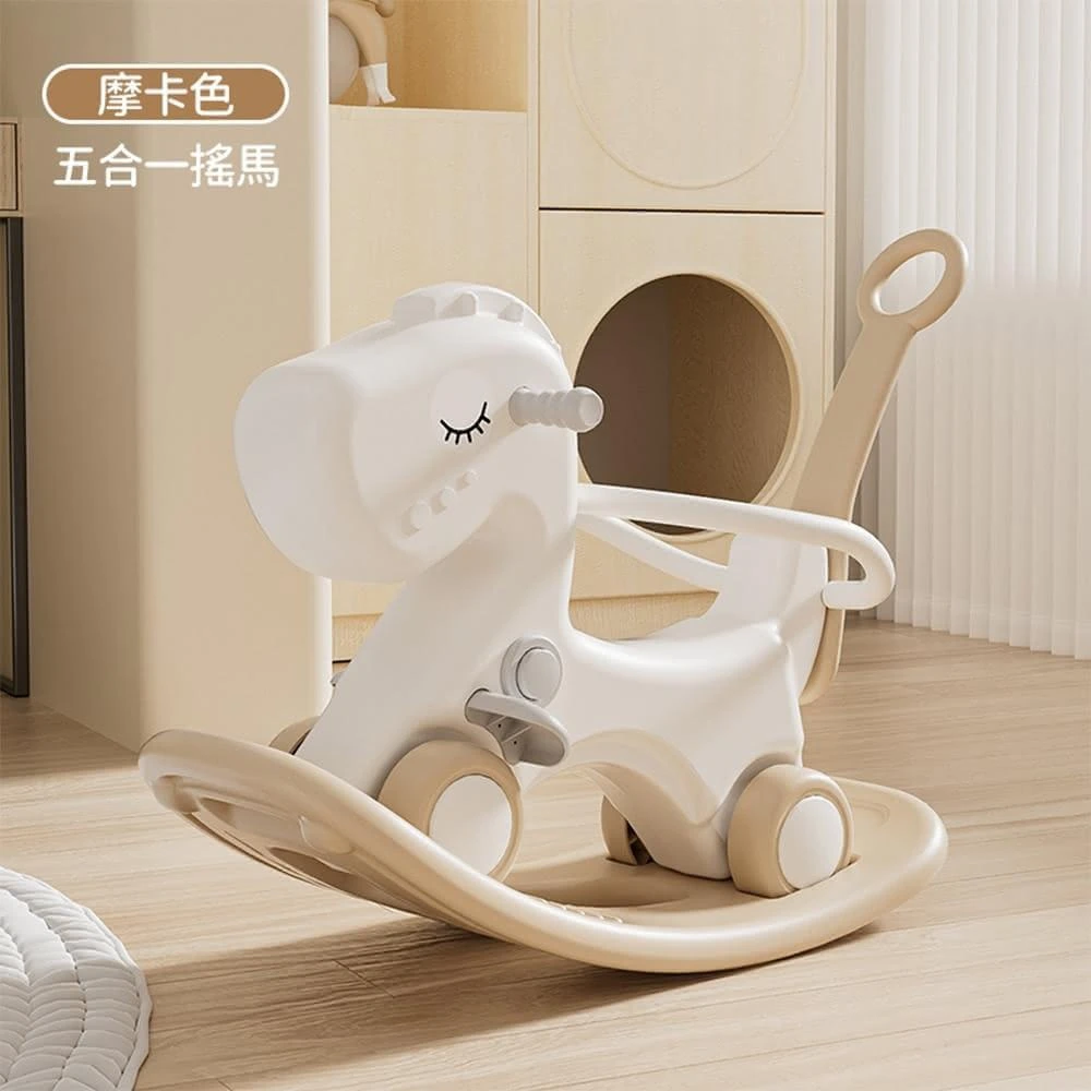 【LEMU 樂牧】新款帶護欄搖搖馬加大賽車輪加厚加大底盤（雙色可選）(搖搖馬/手推車/滑步車/兒童搖搖馬)