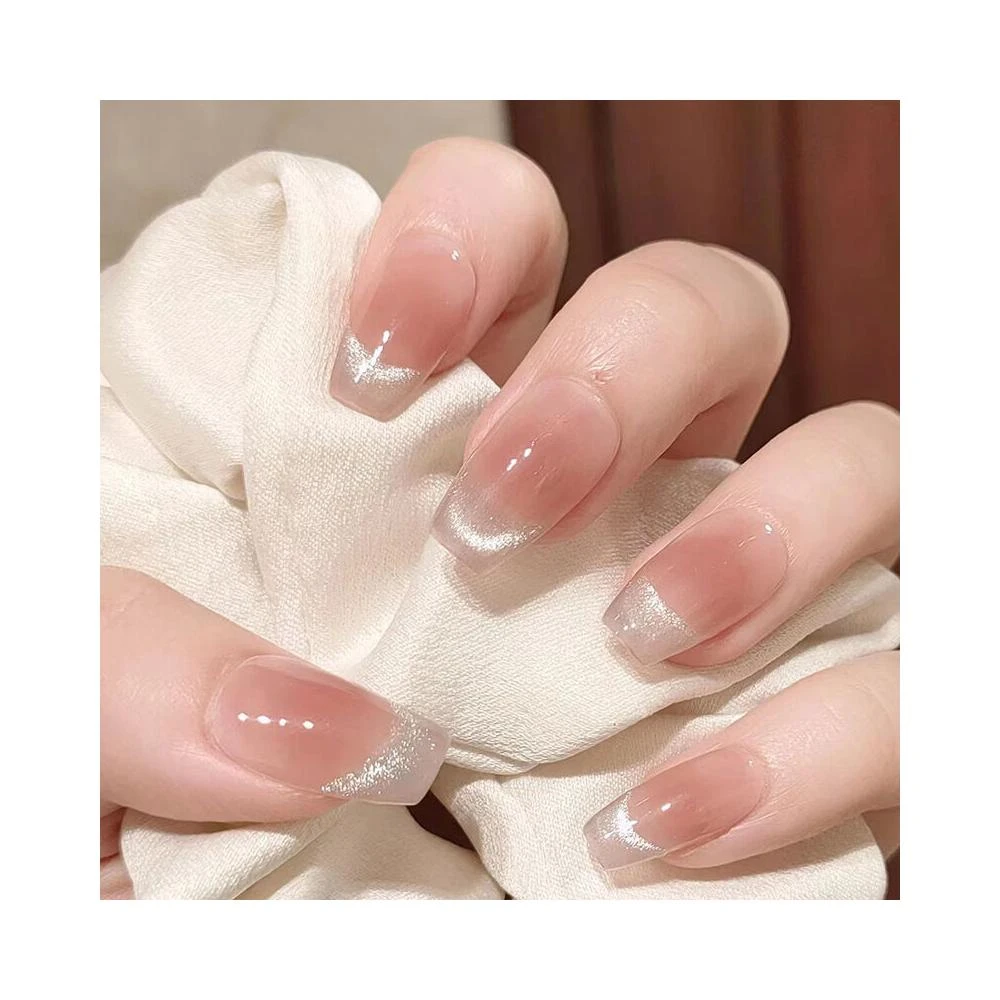 甲片貓眼穿戴甲可拆卸美甲貼片指甲貼片腮紅漸變指甲片芭蕾甲美甲貼片韓版美甲片穿戴甲經典優雅簡約法式時尚潮流穿戴甲無痕指甲片