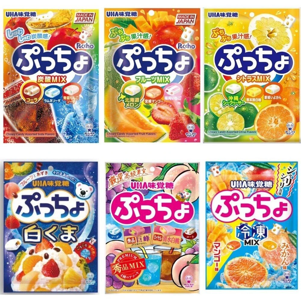 【UHA 味覺糖】*貪吃熊* 日本 UHA 味覺糖 噗啾 果汁汽水 綜合軟糖 熱帶水果 水果蘇打 味覺糖軟糖