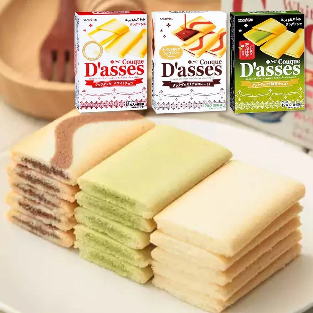 【三立製果】日本 三立 薄燒 夾心 餅乾 12入  白巧克力 黑巧克力 抹茶