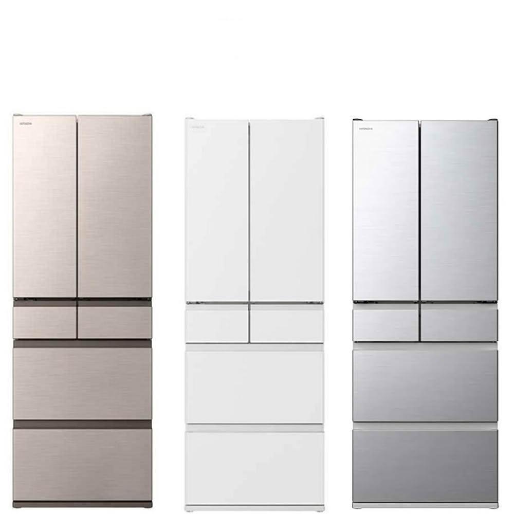 HITACHI 日立 RHSF53NJ 型號冰箱,527L 大容量六門對開設計,採用變頻馬達與日本原裝進口工藝,提供高效省電第1級能源效率。尺寸 650x701x1833 mm,銀色系外觀時尚,適閤家庭使用。110V/60Hz 電壓,包含基本安裝服務,全機1年保固、壓縮機5年保固。環保設計,BSMI 認證 R31270,優質冷媒系統確保新鮮保鮮,您的理想廚房夥伴! HITACHI日立 RHSF53NJ