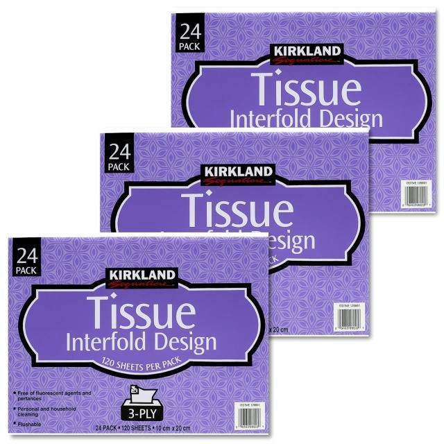 【Kirkland Signature 科克蘭】三層抽取衛生紙 120抽 X 3串(共72包) #189999好市多