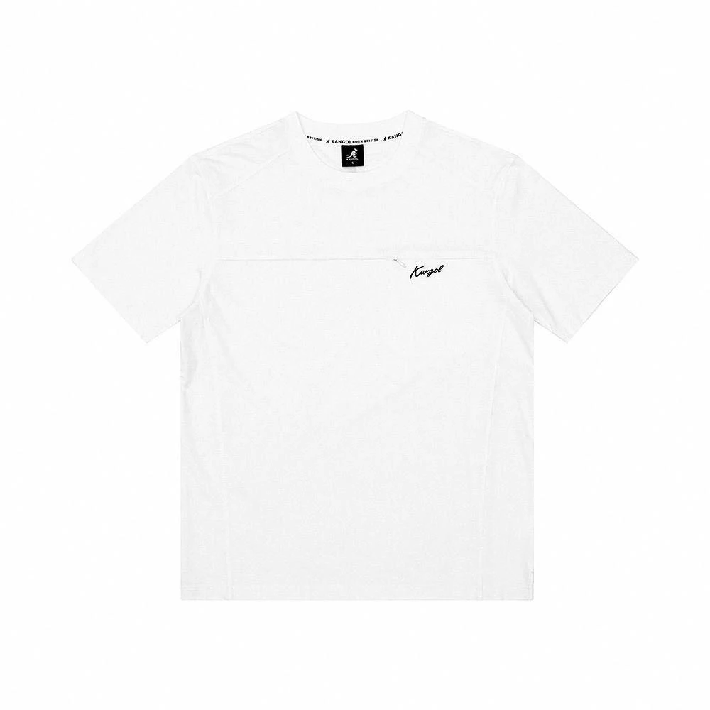 【KANGOL】KANGOL 短T 中性 白色 草寫小LOGO 拉鍊口袋 短袖 上衣 男女 6225100600