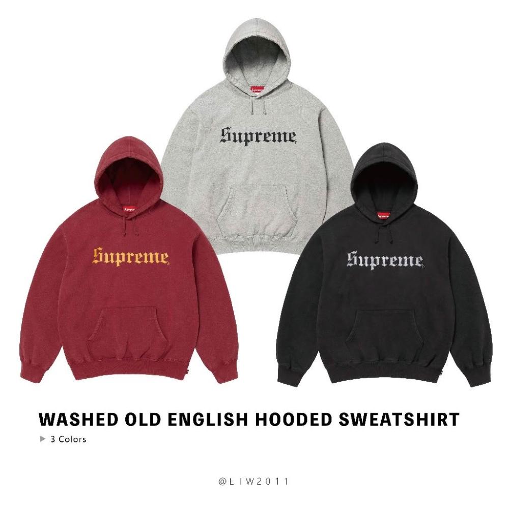 SUPREME】SUPREME Washed Old English Hooded Sweatshirt 歌德字體帽T