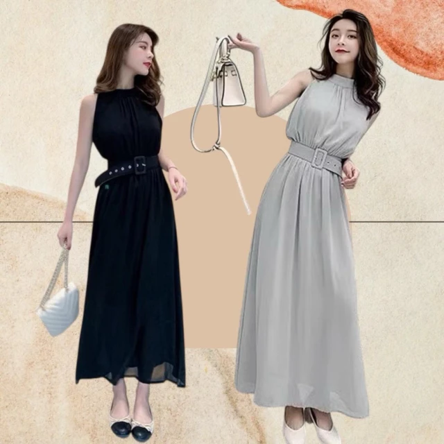 DREAM ♡氣質削肩皮帶長洋♡ 韓版女裝新款削肩付皮帶氣質長洋 婚宴喜宴氣質長洋 雪紡氣質長洋 女裝雪紡長洋
