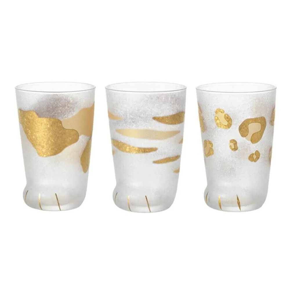 【ADERIA】石塚硝子日本製金箔款貓腳造型玻璃杯-300ml-多款可選(玻璃水杯 貓掌杯 coconeco 茶杯 牛奶杯)