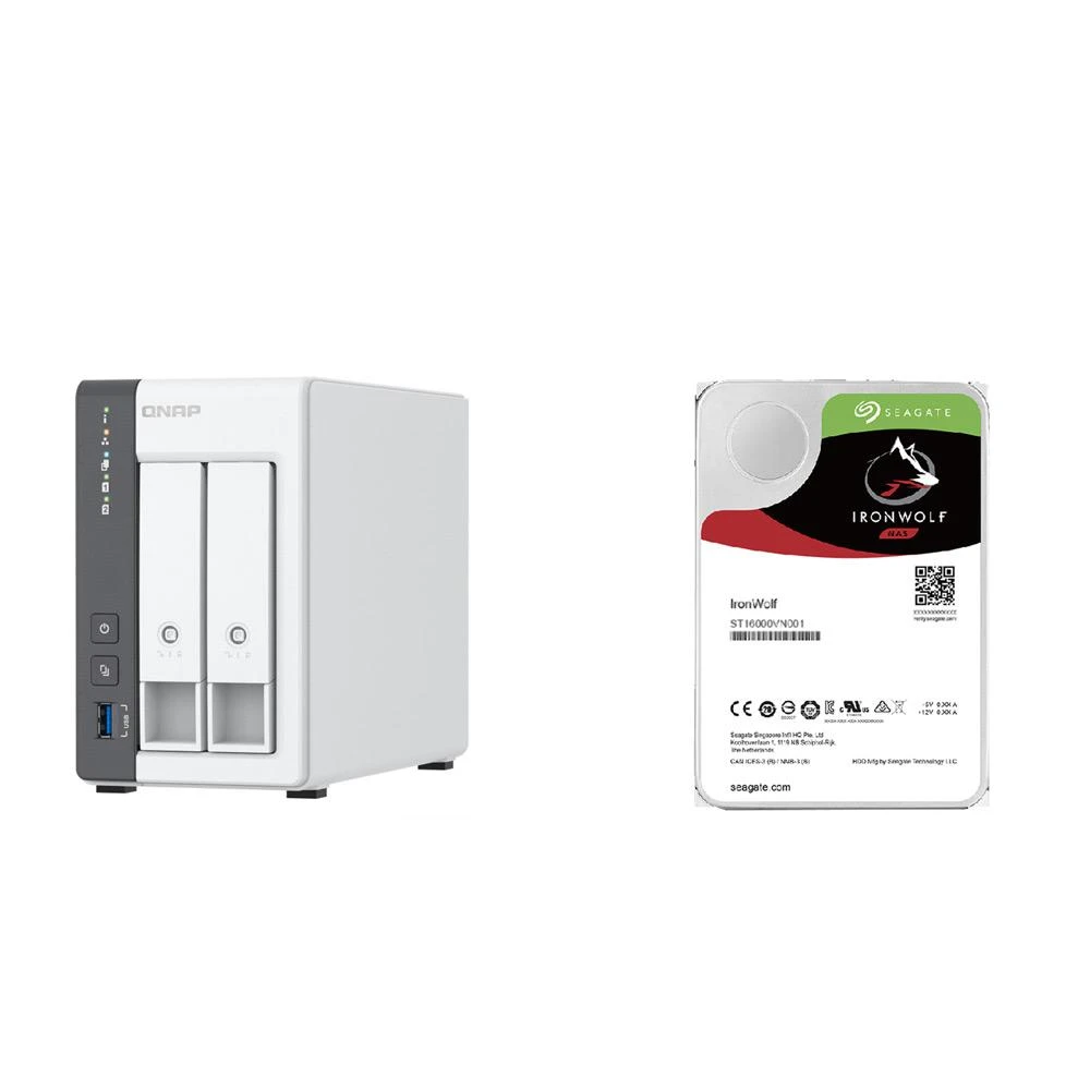 【QNAP 威聯通】〈自MO價〉TS-216G NAS+Seagate 那嘶狼 12TB NAS硬碟(X2)