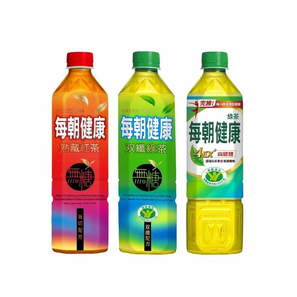【每朝健康】健康綠茶/雙纖綠茶/無糖紅茶 650mlx24瓶/箱