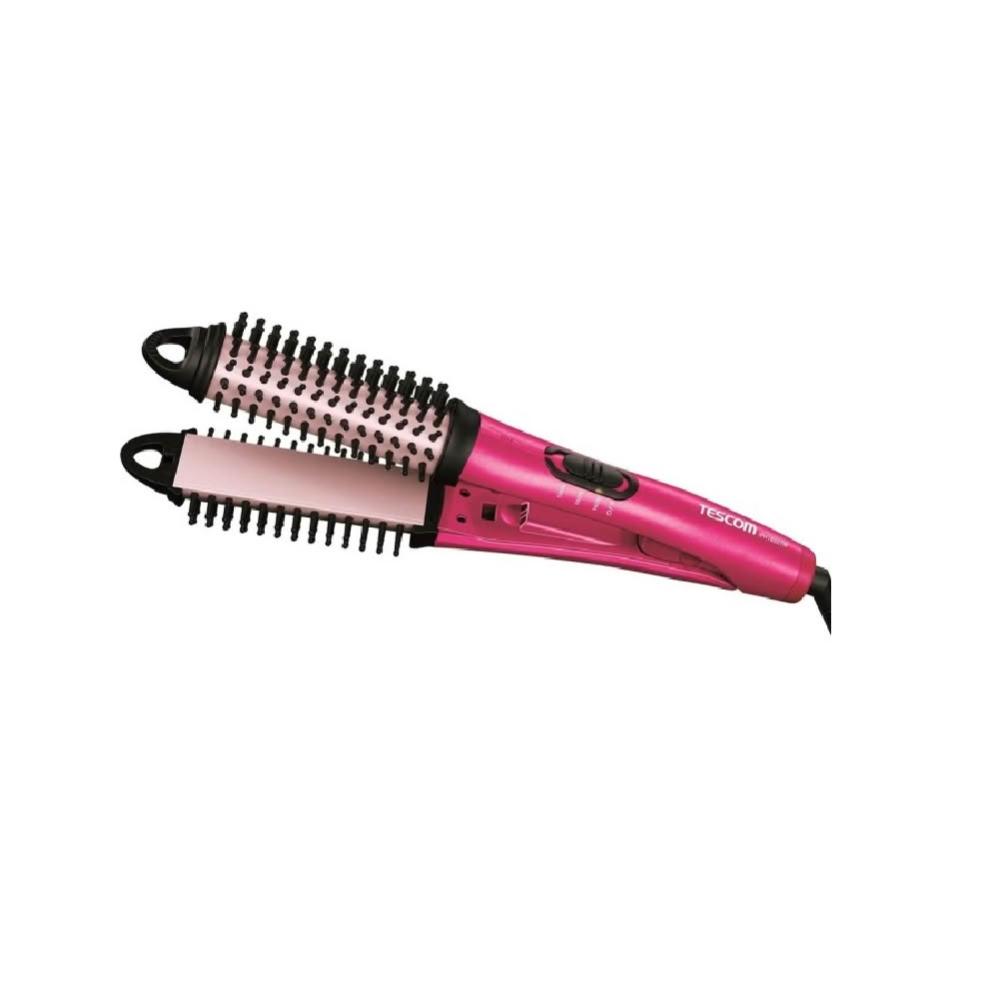 【TESCOM】負離子直/捲2用整髮梳 IPH1832TW 粉色