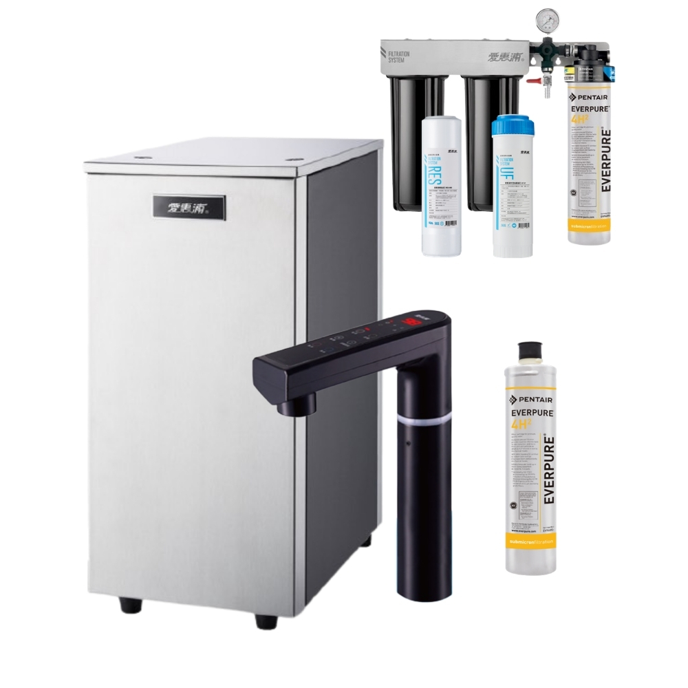【EVERPURE 愛惠浦】HS288T PLUS 雙溫櫥下型觸控熱飲機+PURVIVE Trio-4H2三道式生飲淨水器 (前置樹脂+中空絲膜)
