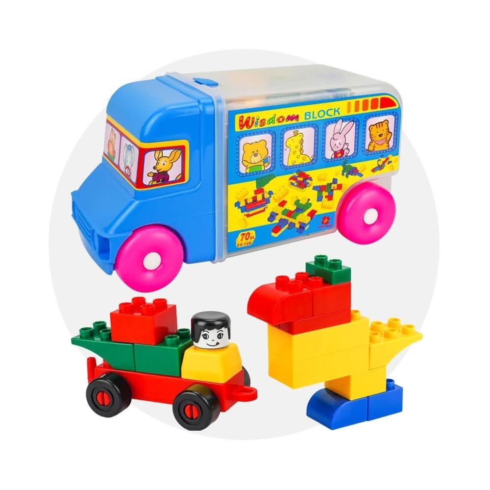 【888便利購】ST台灣製幼兒大塊益智積木（70PCS汽車造型收納組）（品質佳與樂高得寶積木相容）