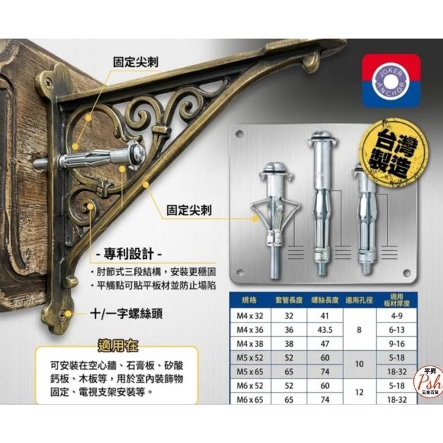 Labear R1 X 50mm 【JOKER x LaBear】中空膨脹螺絲 壁虎螺絲 中空壁虎 M4-M6 膨脹壁虎 肘節式 膨脹螺絲 專利設計 台灣
