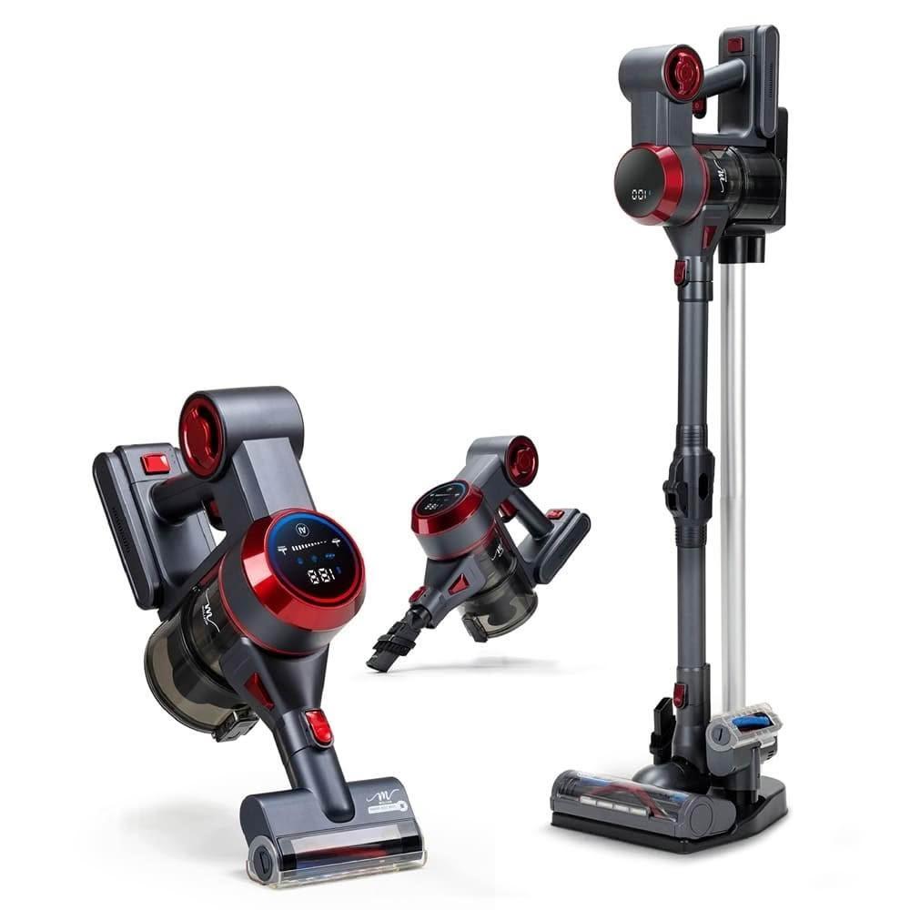 MOLIJIA魔力家 M181 MOLIJIA 魔力家 M181 無線手持式除蟎吸塵器,採用灰耀紅設計,輕巧1.7kg,尺寸35x11.5x22cm,700ml集塵筒方便清空。除蟎專用二合一吸頭,壁掛架收納,電池充電5.5小時,五檔吸力模式最高達55分鐘續航。中國製造,1年保固,BSMI R53615認證,適合居家清潔與過敏防護。