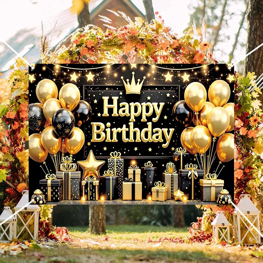 韓風黑金主題生日背景布 生日佈置 生日掛布 母親節 新年 背景牆掛布 父親節 質感黑金 聖誕節 萬聖節房間佈置