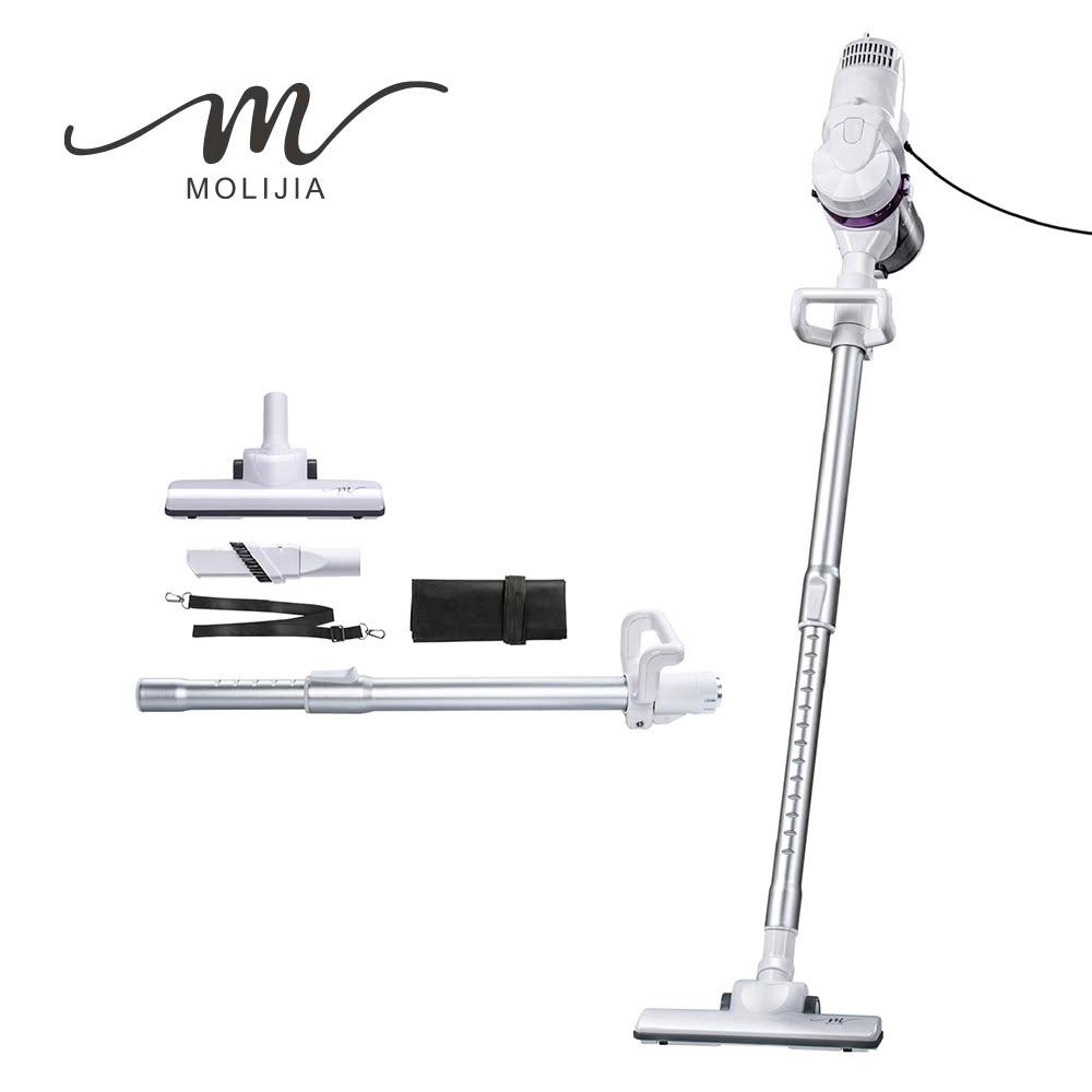 推薦 MOLIJIA 魔力家 居家清潔6件組-髒吸吸除蹣吸塵器，具備氣旋式設計與HEPA濾網，能有效吸附塵蟎與細微塵埃，A4大小體積小好收納。適用於木材、鋼材、石材、床墊、大理石、磁磚、長毛地毯、短毛地毯、強化地板、木地板、深色地板及貼皮等多種地面材質，乾式使用且噪音控制在61-70dB之間。產品提供免費維修更換的保固服務，是居家清潔的理想選擇。