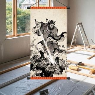 無銘鍾馗絹本掛軸 [B28757] 官方旗艦店鍾馗鎮宅助眠安睡鍾馗掛畫豎版卷軸國風傳統畫