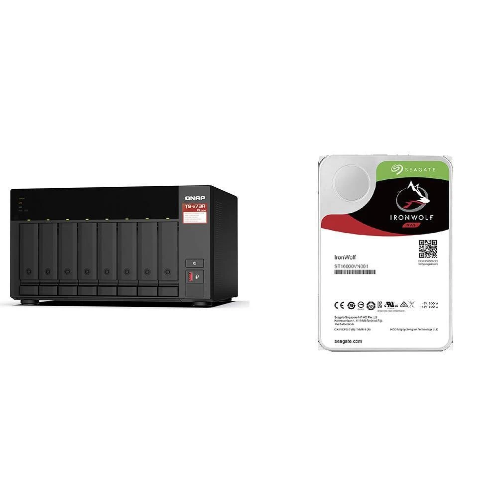 【QNAP 威聯通】〈自MO價〉TS-873A-8G NAS+Seagate 那嘶狼 12TB NAS硬碟(X2)