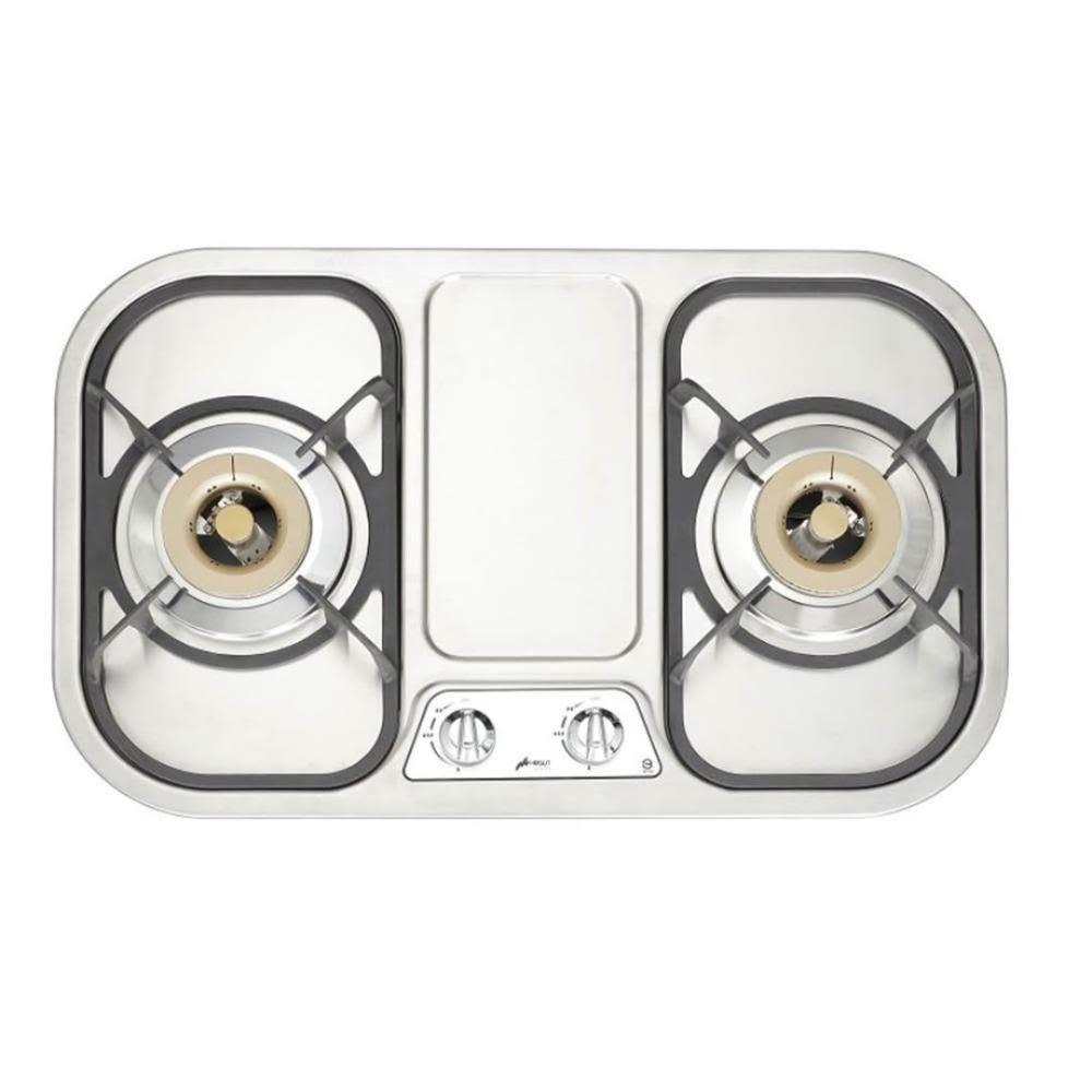 【豪山】⚠️特殊尺寸，注意挖孔尺寸⚠️ST-2273 雙口不鏽鋼歐化檯面爐 (含基本安裝)｜檯面爐｜鑄鐵爐架｜銅爐蓋｜瓦斯爐｜