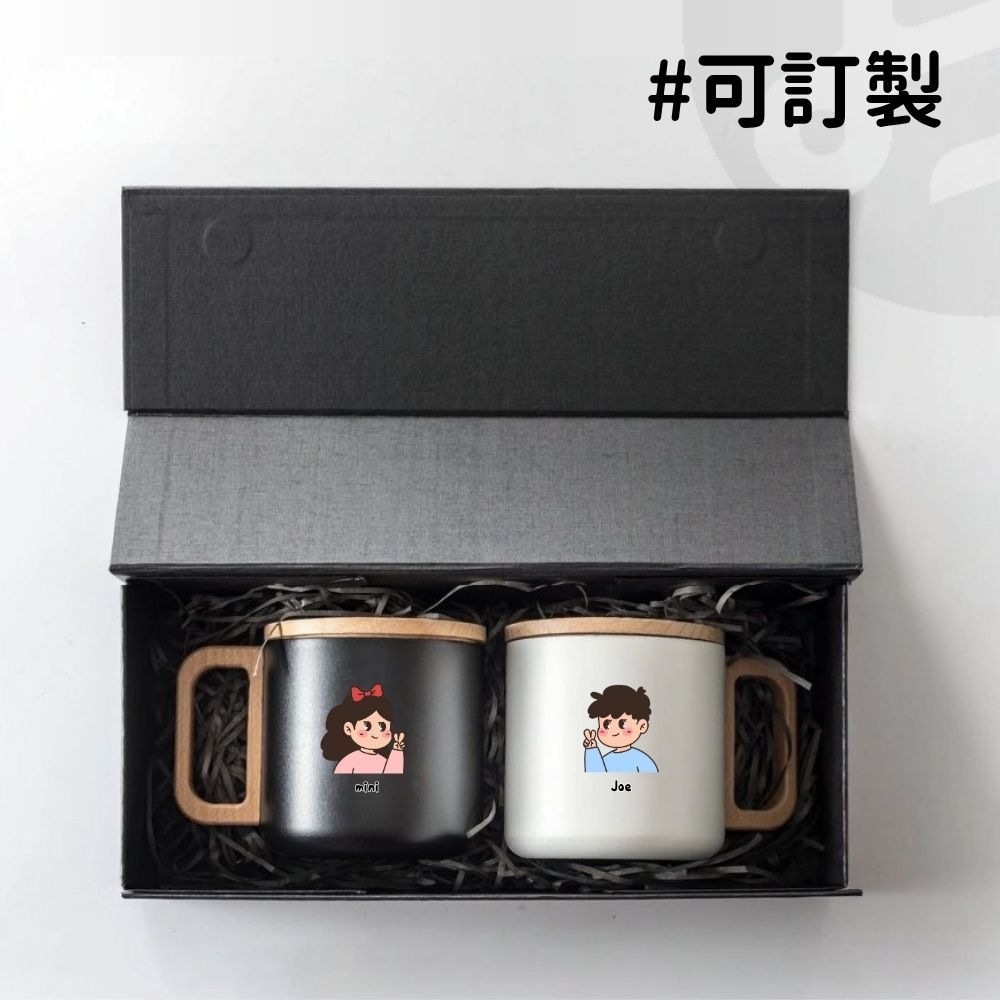 【Lami Fans】男女對杯400ml(囍字杯 兄弟杯 閨蜜杯 情侶插畫 情侶對杯 父母對杯 婚禮小物 夫妻對杯 304不鏽鋼馬克杯 )