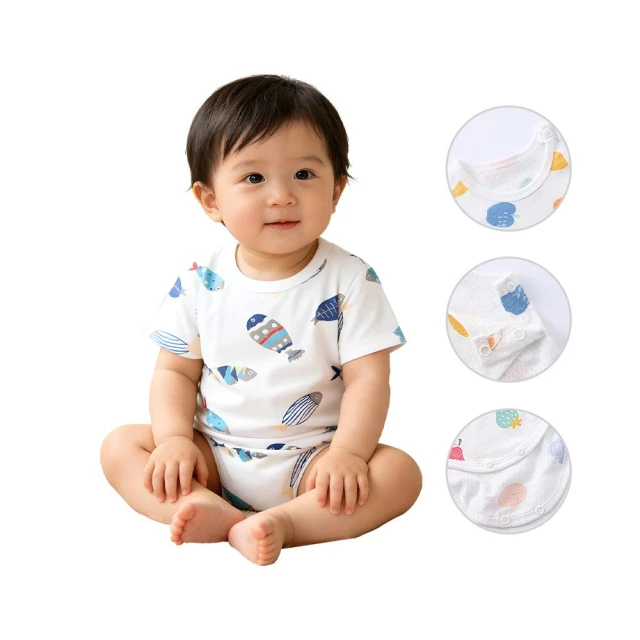 【JoyBaby】短袖包屁衣 網眼排汗嬰兒服 寶寶睡衣 連身衣(肩扣 純棉 透氣)