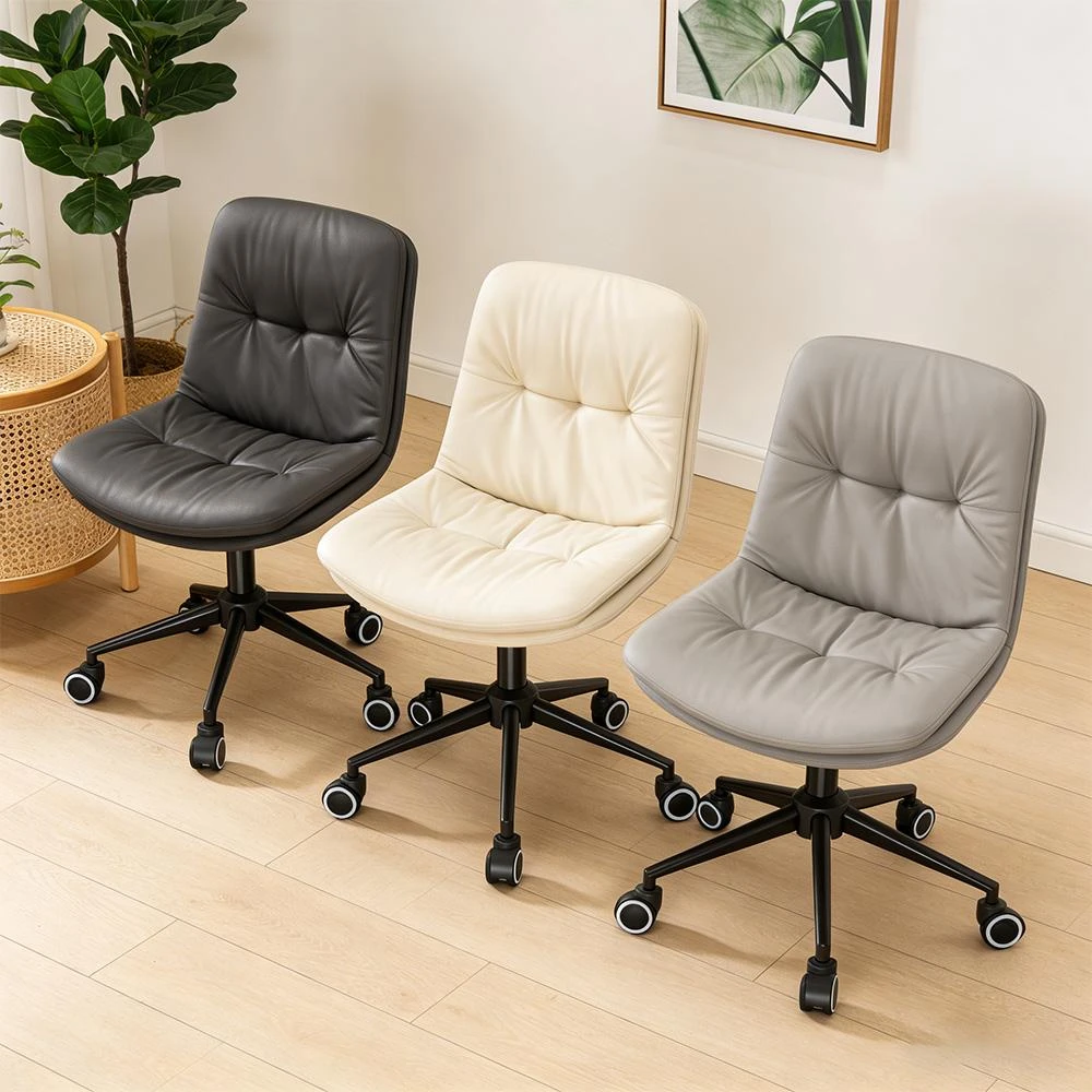 【柏詩互創】北歐輕奢書房椅 電腦椅 椅子 辦公椅 書桌椅（雙層內凹坐墊設計 PU皮革座面 可升降旋轉）
