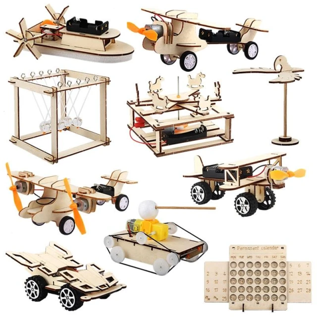 科學木質DIY玩具-壹︱科學玩具 飛機 太陽能車 賽車 親子手作 兒童手作 DIY材料包 美勞︱麥手作