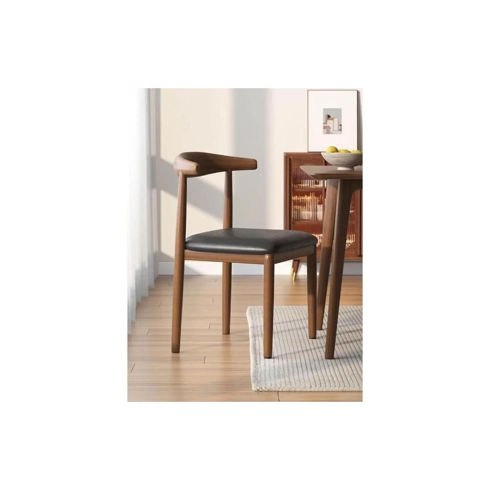 餐厅椅子餐桌牛角椅家用餐椅仿实木现代简约铁艺休闲书桌凳子靠背