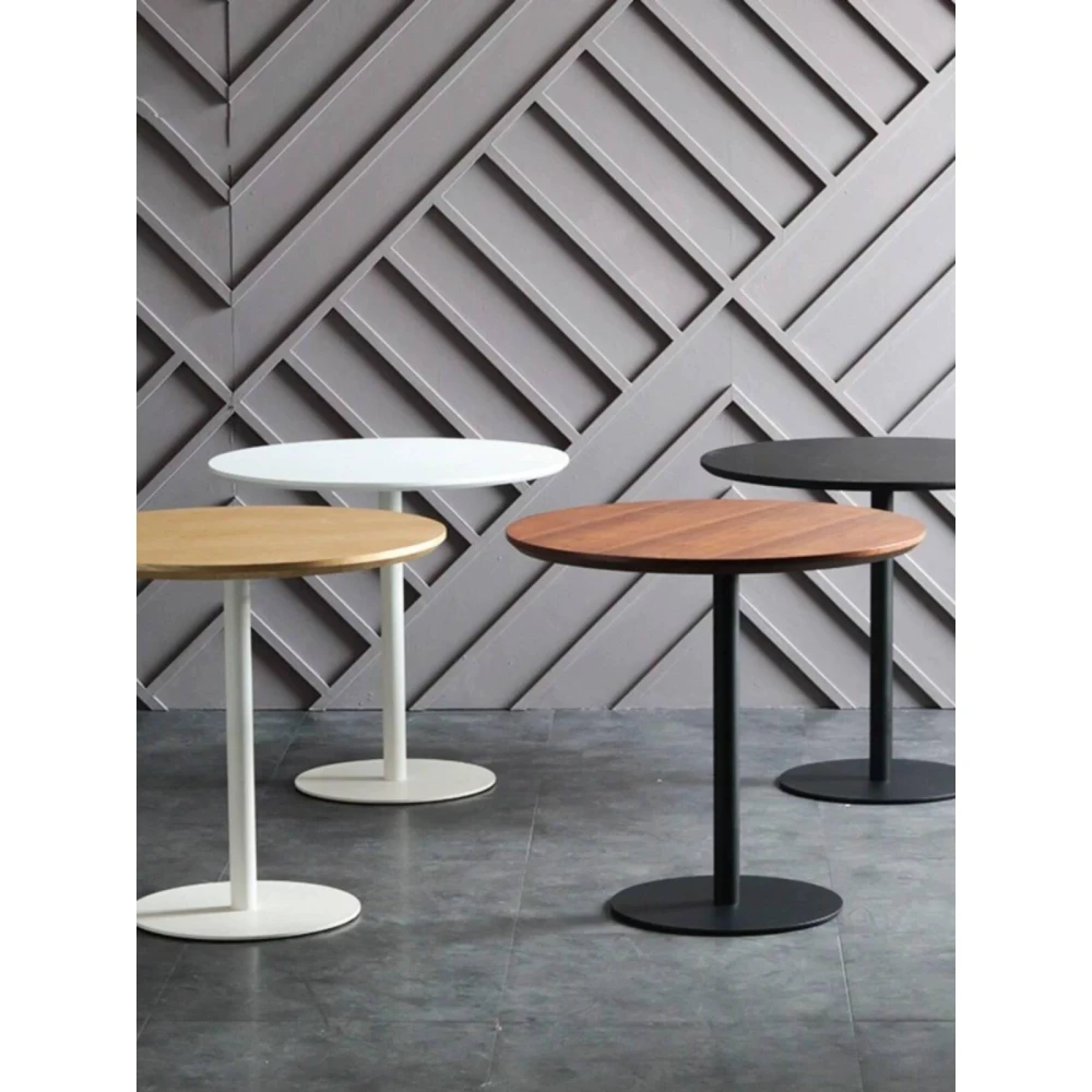 【含稅/免運】 實木小圓桌接待商用洽談桌咖啡廳方桌茶幾桌中古桌原木餐桌奶茶店