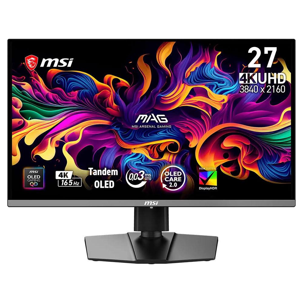 MSI微星 MAG 272UP QD-OLED X24 是一款26.5吋的高解析度電競螢幕，採用QD-OLED面板，提供3840 x 2160 UHD解析度與240Hz更新頻率，確保流暢畫面與精準反應。支援Adaptive-Sync技術，降低拖影與閃屏現象。具備抗藍光與護眼功能，適合長時間使用。178°廣視角與10 bits色彩支援，呈現細膩色彩與高對比度。輕巧設計，方便安裝，是電競玩家與辦公族的首選螢幕。