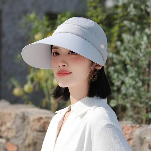 防曬帽 太陽帽 遮陽帽 防曬帽大帽檐女夏季戶外騎車遮臉太陽帽子透氣空頂帽子防紫外線 初禾精品