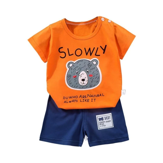 【JoyBaby】短袖上衣+短褲童裝組 印花塗鴉肩扣 透氣上衣 寶寶開檔褲 短褲 圓領薄款T恤