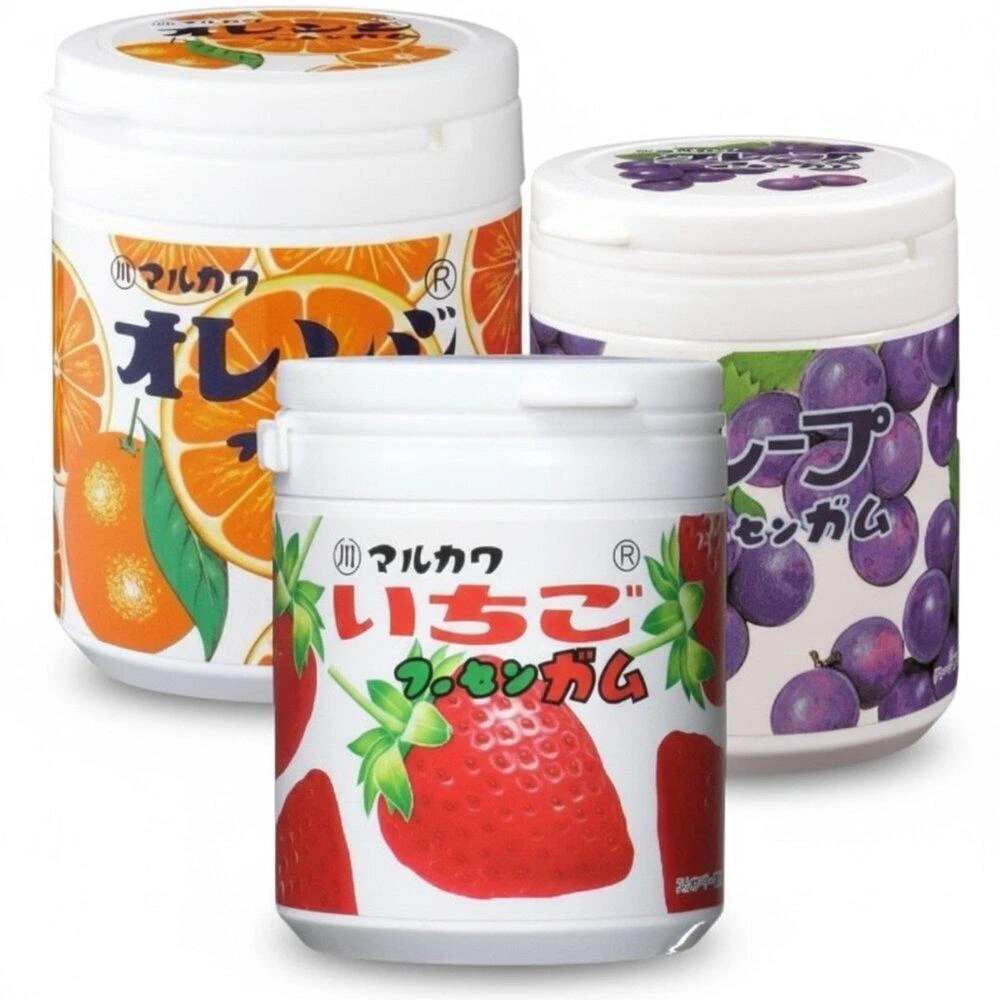 日本 丸川製菓 口香糖 泡泡糖 柑橘風味 草莓風味 葡萄風味 罐裝 丸川口香糖 悠西將
