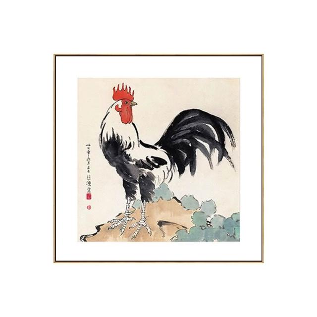 免運裝飾畫背景牆掛畫徐悲鴻國畫雞鳴富貴圖大公雞水墨畫客廳玄關裝飾畫