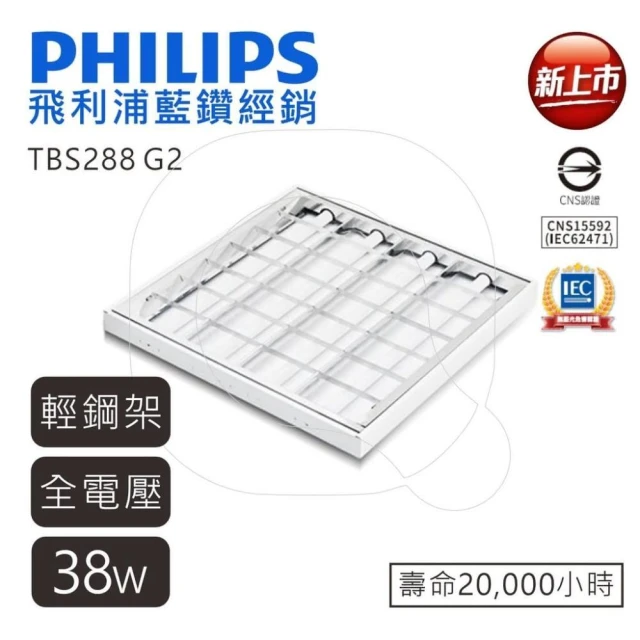 【Philips 飛利浦】薄型 輕鋼架燈 TBS288 含雙端燈管 全電壓 38W 高雄永興照明