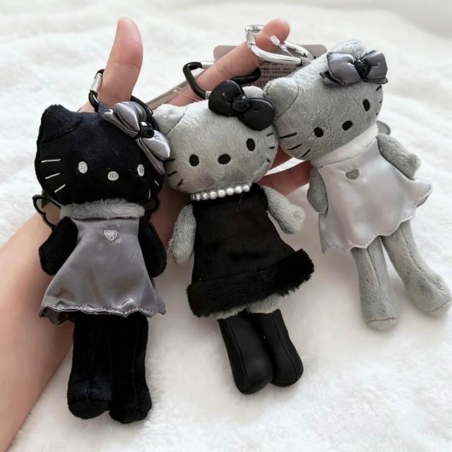 【SANRIO 三麗鷗】現貨 日本代購 Hello Kitty 長腿 天使 三麗鷗 全黑 黑灰 黑皮 凱蒂貓 小香風 限定