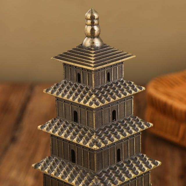 大雁塔金屬仿古模型西安文旅紀念品青古銅金色桌面擺件跨境工藝品文創