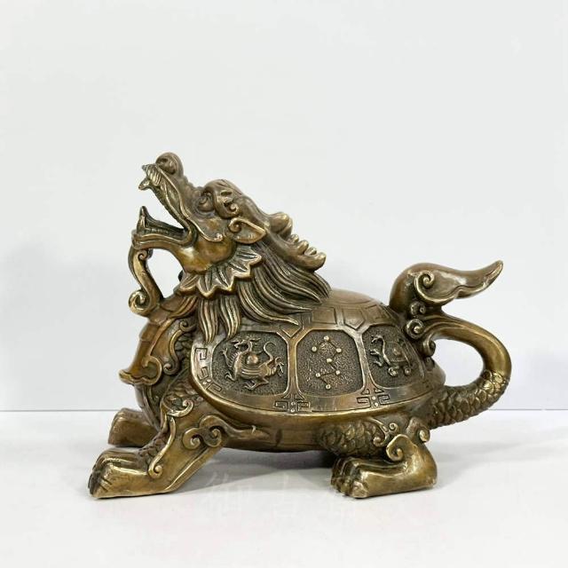御古齋】黃銅精雕工藝四神獸龍龜背刻四聖獸招財納福辟邪化煞繁榮昌盛鎮