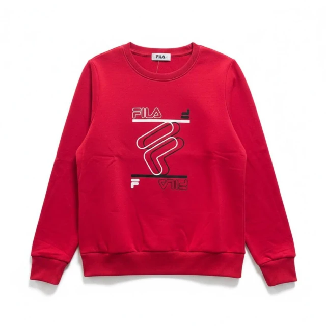 【FILA】FILA 大學T 紅色 LOGO 圓領 長袖 上衣 女 5TEW7016RD