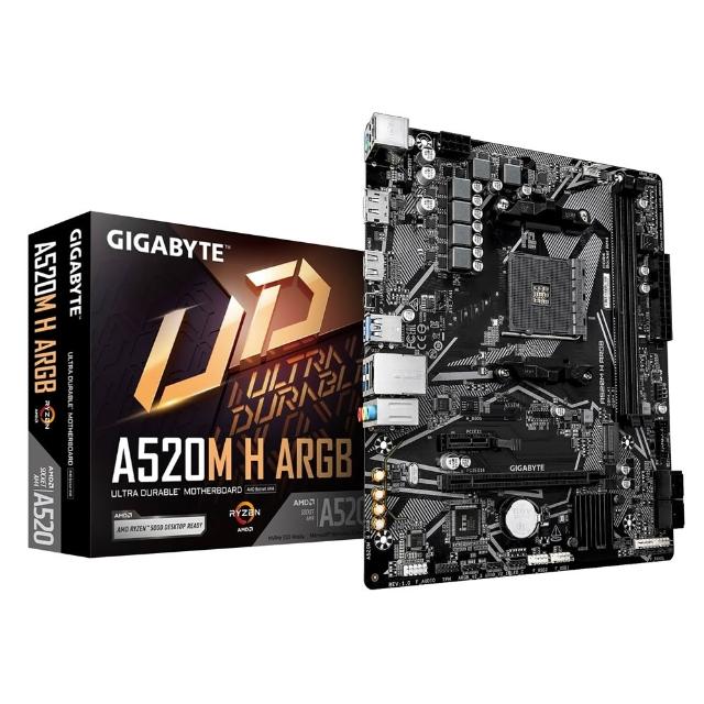 【GIGABYTE 技嘉】A520M H ARGB【M-ATX/AM4腳位】主機板+AMD R5-3400G 盒裝 CPU
