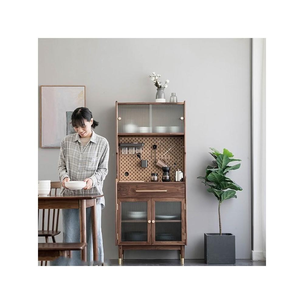 可代客裝設✨北歐客廳實木餐邊櫃小戶型洞洞板收納儲物高櫃家用餐廳日式茶水櫃